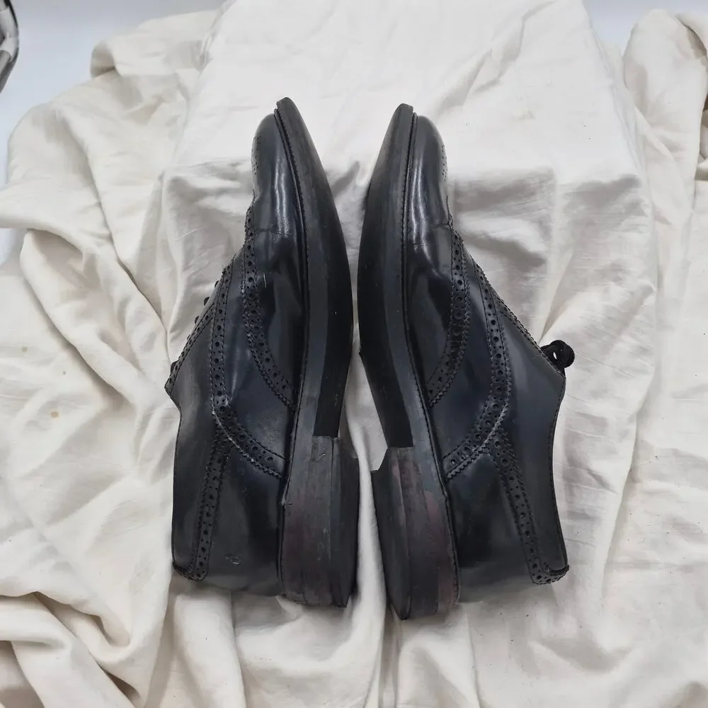 DEER STAGS Wingtips Mens Black Leather Dress Shoes 'Banker' Loafers Size 7.5
